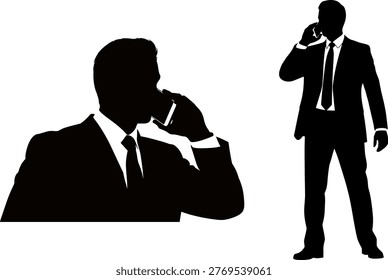 Silhouette of a man in a suit talking on a phone formal attire