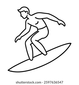 Silhouette Man Surfing Vector Illustration - Dynamic Surfing Scene Art