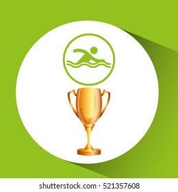 silhouette man swimmer athlete trophy vector illustration eps 10