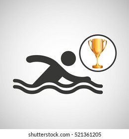 silhouette man swimmer athlete trophy vector illustration eps 10