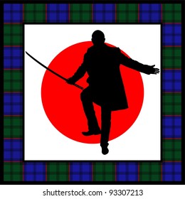 silhouette of man with sword. vector illustration