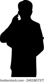 Silhouette of a man talking on the phone.