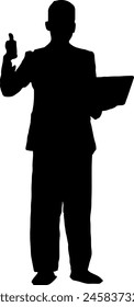 Silhouette of a man teaching.