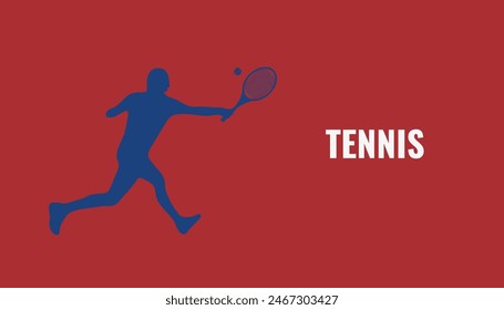 Silhouette Man Tennis Player Vector with Racket and Ball in France Flag Colour for Professional Games Template. Championship Match Graphic
