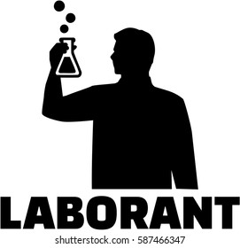 Silhouette Of Man With Test Tube And German Laboratory Technician