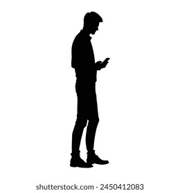 silhouette of a Man texting on smartphone mobile