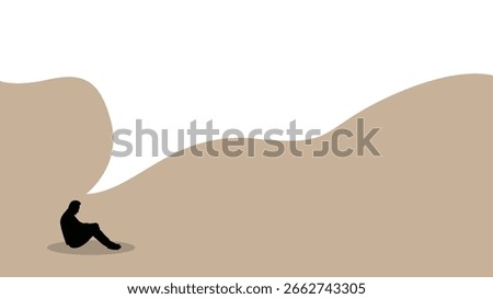 Silhouette of a Man Thinking Deep Place for Text. Intellectual activity or mental health issues vector