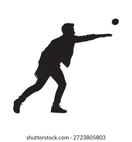 Silhouette of a man throwing a ball in a dynamic pose