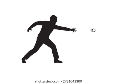 Silueta de un hombre que lanza una pelota con movimiento - figura masculina atlética que lanza una silueta de objeto Pequeño