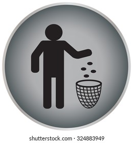 Silhouette of a man, throwing garbage in a bin