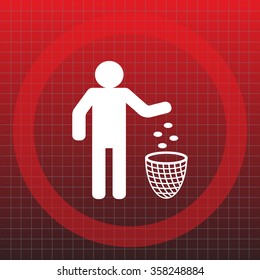 Silhouette of a man, throwing garbage in a bin