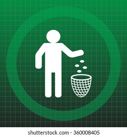 Silhouette of a man, throwing garbage in a bin