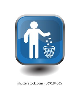 Silhouette of a man, throwing garbage in a bin