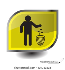 Silhouette of a man, throwing garbage in a bin