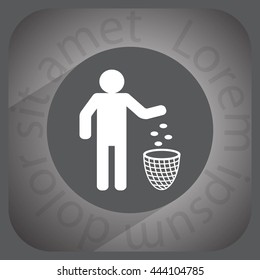 Silhouette of a man, throwing garbage in a bin