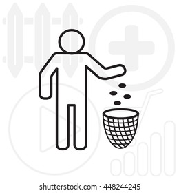 Silhouette of a man throwing garbage in a bin