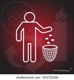 Silhouette of a man throwing garbage in a bin