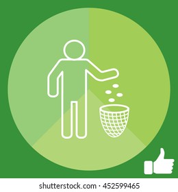 Silhouette of a man throwing garbage in a bin