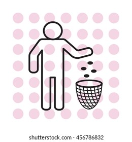 Silhouette of a man throwing garbage in a bin