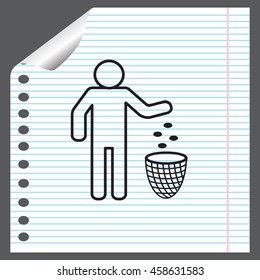 Silhouette of a man throwing garbage in a bin