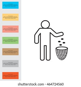 Silhouette of a man throwing garbage in a bin