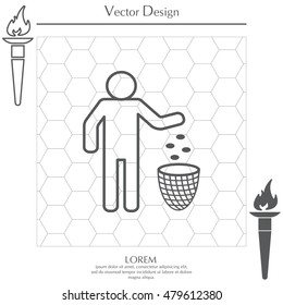 Silhouette of a man throwing garbage in a bin