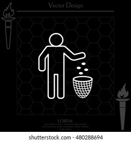 Silhouette of a man throwing garbage in a bin