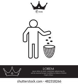 Silhouette of a man throwing garbage in a bin