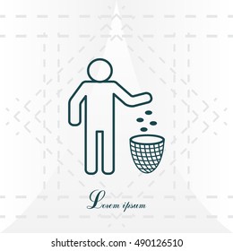 Silhouette of a man throwing garbage in a bin