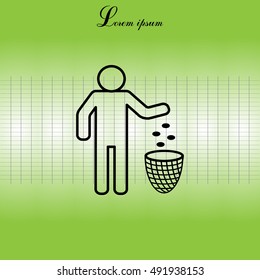 Silhouette of a man throwing garbage in a bin