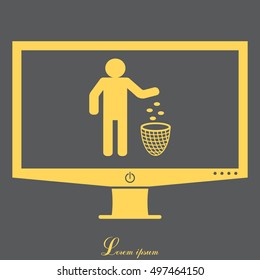 Silhouette of a man, throwing garbage in a bin