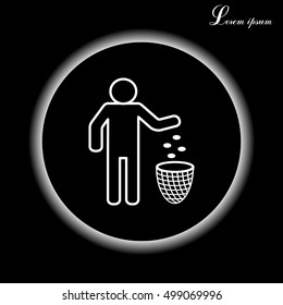 Silhouette of a man throwing garbage in a bin