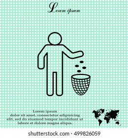 Silhouette of a man throwing garbage in a bin