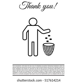 Silhouette of a man throwing garbage in a bin