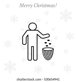 Silhouette of a man throwing garbage in a bin