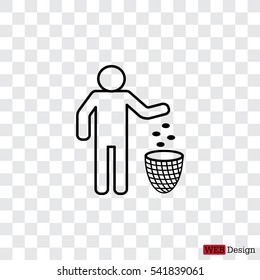 Silhouette of a man throwing garbage in a bin