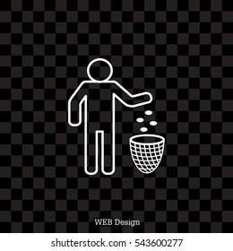 Silhouette of a man throwing garbage in a bin