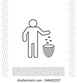 Silhouette of a man throwing garbage in a bin