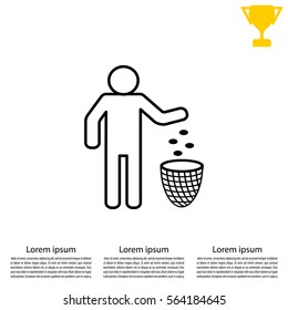 Silhouette of a man throwing garbage in a bin