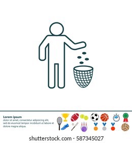 Silhouette of a man throwing garbage in a bin