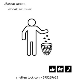 Silhouette of a man throwing garbage in a bin