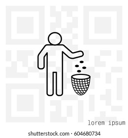Silhouette of a man throwing garbage in a bin