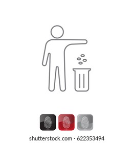 Silhouette of a man throwing garbage in a bin
