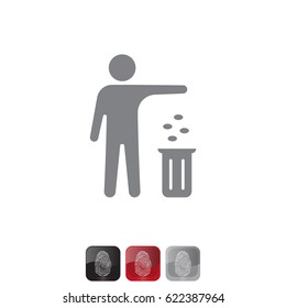 Silhouette of a man, throwing garbage in a bin