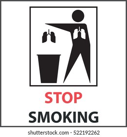 Silhouette of a man, throwing lungs in a bin