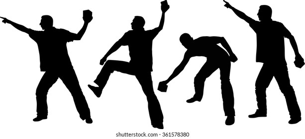 silhouette of man throwing objects