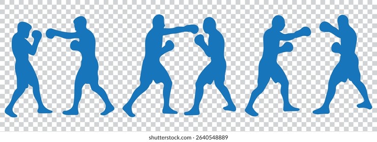 Silhouette of a man throwing a punch with body twisted and focused, silhouette of a boxer EPS 10