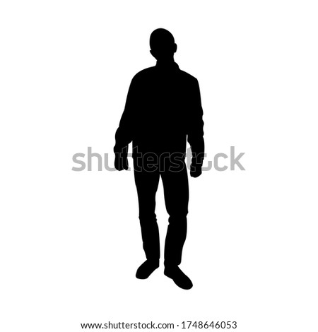 Silhouette of a man with a tilted head in black on a white background. Isolated. Vector