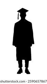 silhouette of a man in toga and graduation cap, graduate, student - vector illustration