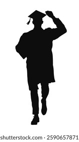 silhouette of a man in toga and graduation cap, graduate, student - vector illustration